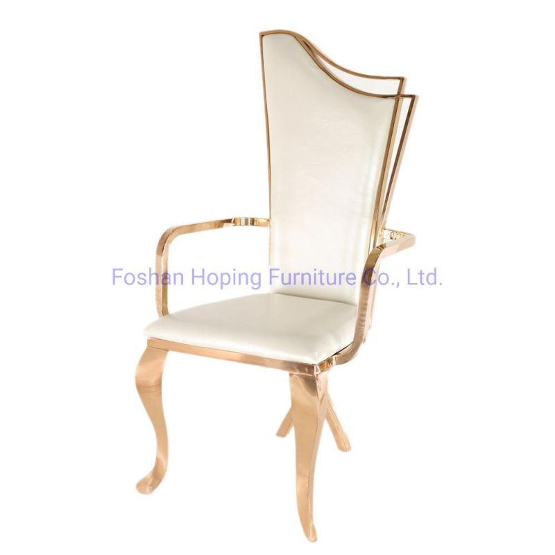 Fabric Upholstered Dining Chairs with Arms Home Hotel Dining Metal Frame/Ss PU Chairs Stackable