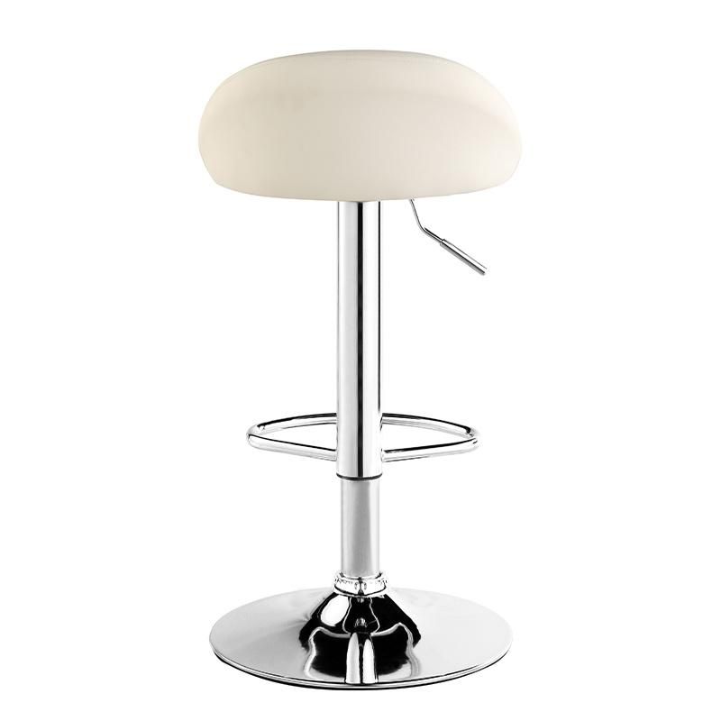 Modern Adjustable Swivel Bar Stool with Electroplated Base Soft Fabric Seat Chair Factory Stocks Tianjin Port Ship