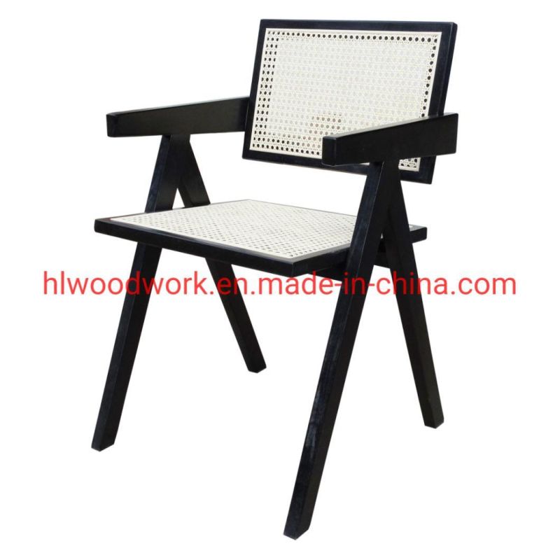 K Style Ash Wood Rattan Chair Black Color Dining Chair Resteraunt Chair Coffee Shop Chair