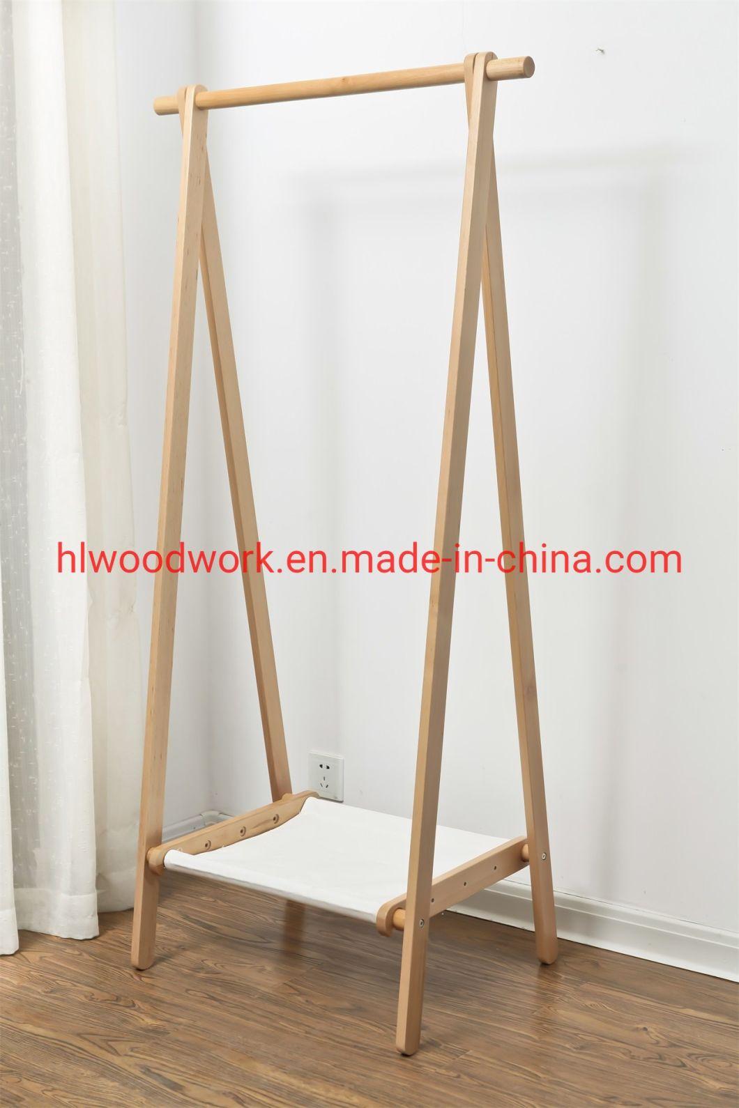 Beech Wood Stand Coat Rack Stand Hanger Foyer Furniture Natural Color Fabric Style Living Room Coat Rack Bedroom Furniture