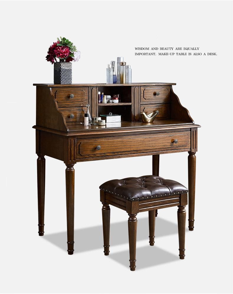 Luxury Home Furniture Bedroom Set Classic Solid Wood Dressing Table