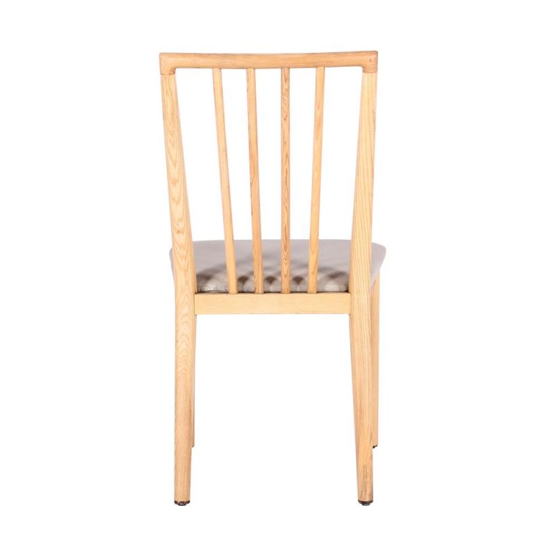 Simple Design Wooden Frame Fabric Seat Dining Chair for Coffee Shop Use