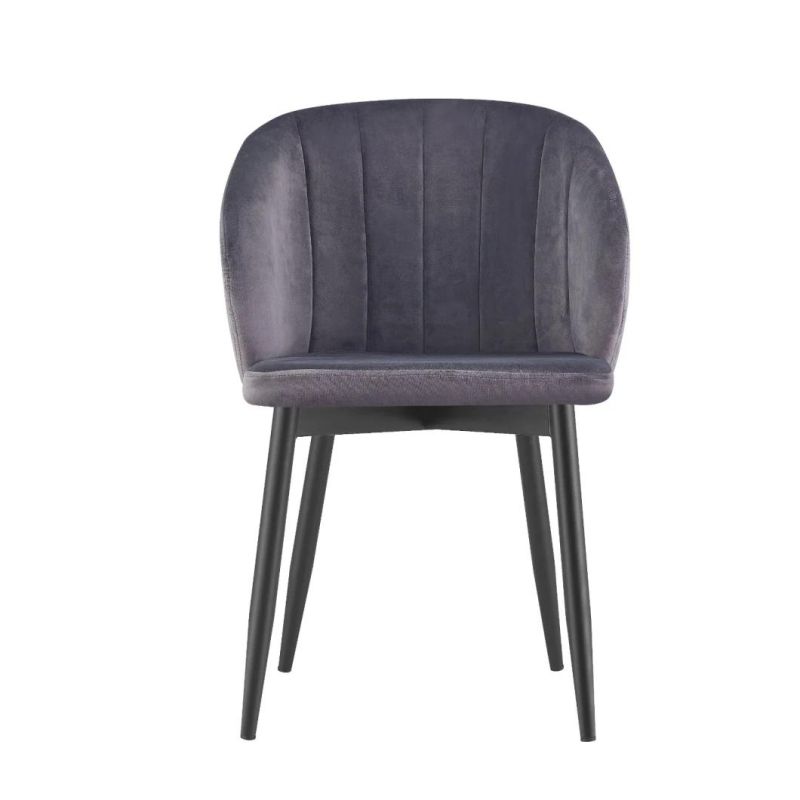 Wholesale Classic Grey Nordic Fabric Dining Chair Wood Frame Modern Velvet Leisure Chairs