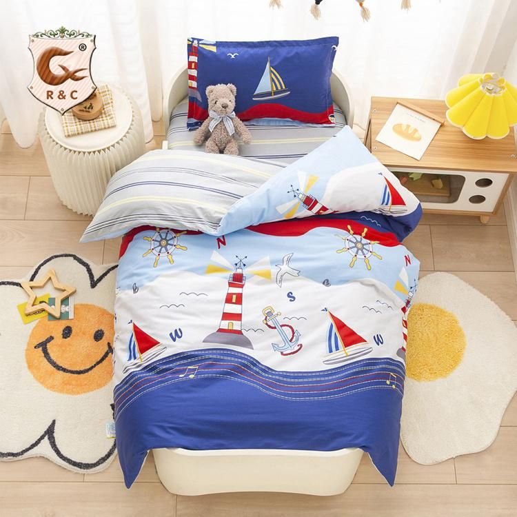 Cotton Children Bedding Sets Cartoon 4PCS Bed Sheet Bed Set Twin Size Kids Cartoon Bedding Sets