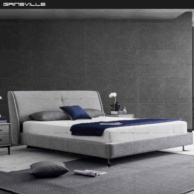 Hot Sale Italy Style New Modern Furniture Bedroom Furniture Fabric King Bed with Soft Cusion