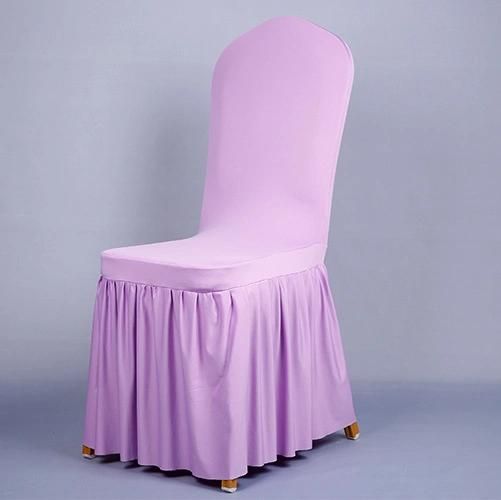 Amazon Hot Selling Wholesale Good Quality Polyester Fabric Skirt Chair Covers Decorative Spandex High Back Chair Cover for Wedding Banquet Party