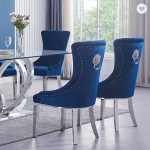 Modern Luxury Home Furniture Dining Room Chairs Stainless Steel Legs Velvet Fabric Dining Chairs