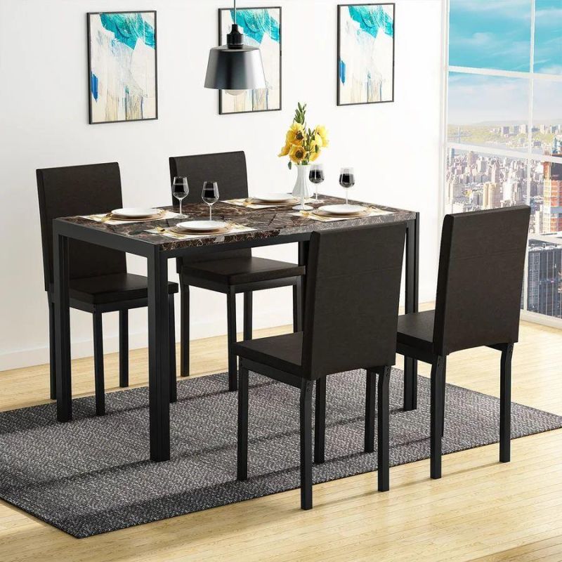 Home Furniture American Style Large Wooden Dining Table Made of Wood Extension Retangular Dining Table 6 Chairs