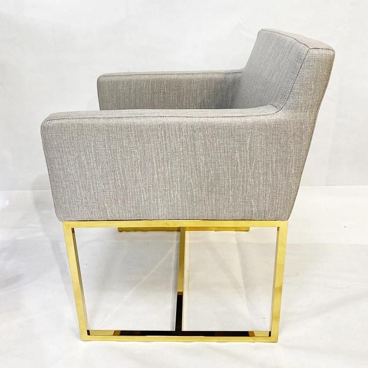 Modern Living Room Chairs with Armrest Gold Stainless Steel Legs Fabric Top Chair for Hotel