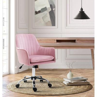 Velvet Seat Chair with Metal Gas Rod Swivel with Wheel Foot Office chair