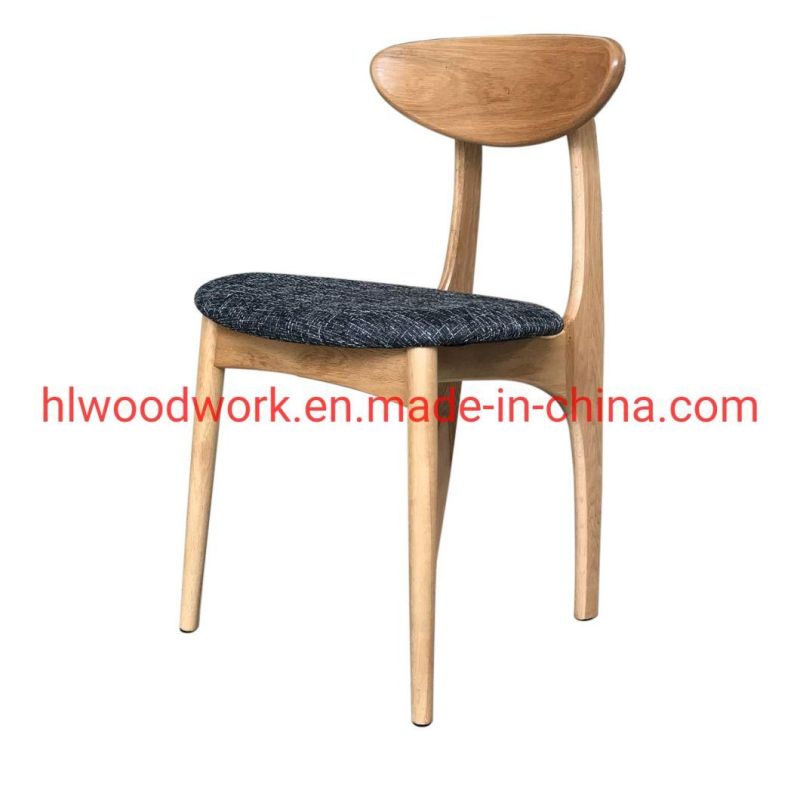 Dining Chair Oak Wood Frame Natural Color Fabric Cushion Grey Color B Style Wooden Chair Furniture Office Chair