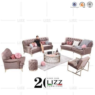 Modern Euroepan Living Room Home Velvet/Linen Fabric Sofa Furniture Set