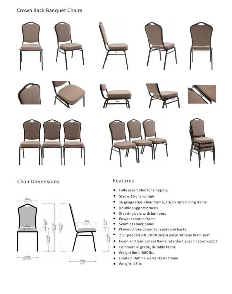 Professional Manufacturer of Crown Back Metal Banquet Chair with Ganing Device In Cobalt Fabric (ZG10-003)