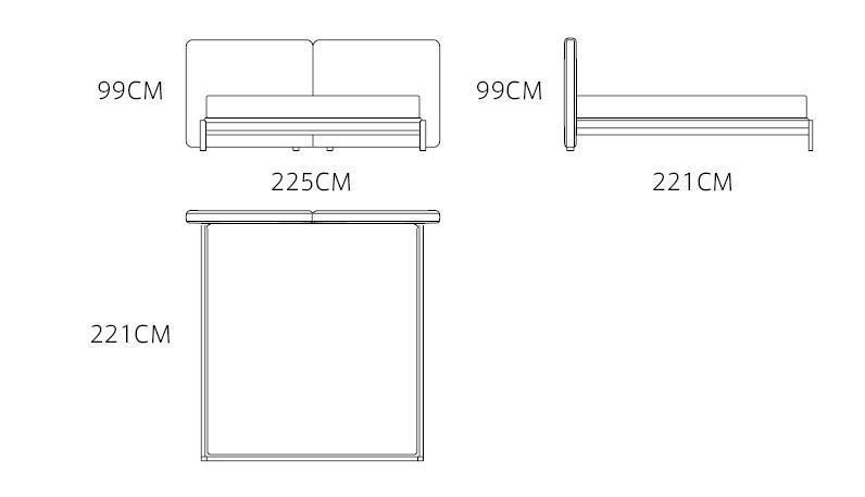 Foshan Factory Wholesale Price Italian Style Modern Home Furniture Hotel Bedroom Walnut Frame Bed High Class Villa Fabric King Size Bed