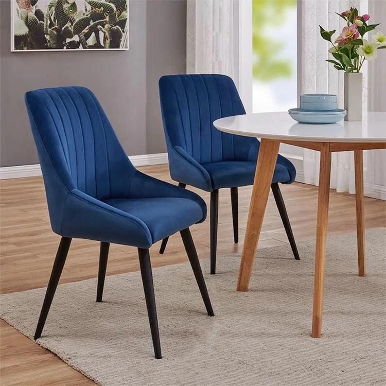 Luxury Nordic Design Dining Furniture Metal Leg Upholstery Fabric Modern Velvet Dining Chairs for Dining Room Restaurant