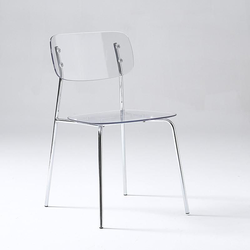 Modern Furniture Dining Room Chair Stackable Transparent PC Dining Chairs with Chromed Legs for Outdoor Furniture