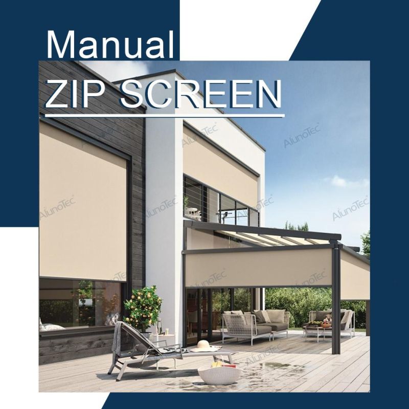 Outdoor Grey Roller Blinds Semi-Blackout Fabric Roller Shades Screen Zip External Blinds Outdoor