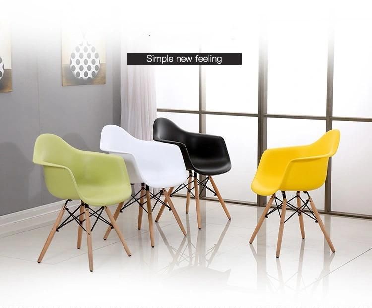 Sillas De Comedor Armrest Home Furniture Side Chair Plastic EMS Dining Chair with Wooden Leg