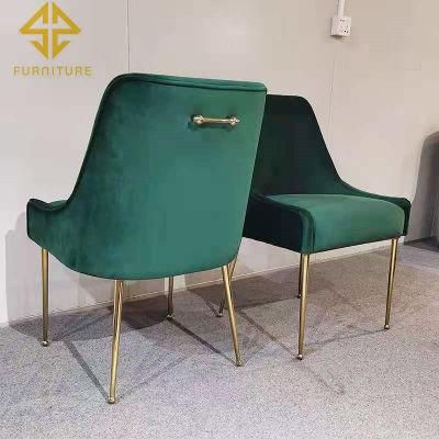 2021 Wholesale Hotel Luxury Stainless Steel Metal Frame Velvet Fabric Dining Chair for Dining Room