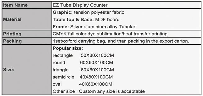 Custom Printing Outdoor/Indoor Activity/Advertising/Promotion/Event Stretch Fabric Table Aluminum Display Counter