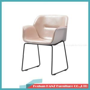 Modern Plastic Shell Upholstered in Pink Fabric Home Furniture Dining Chair