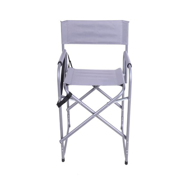 Portable Black Aluminum Folding Director Chair with Side Table