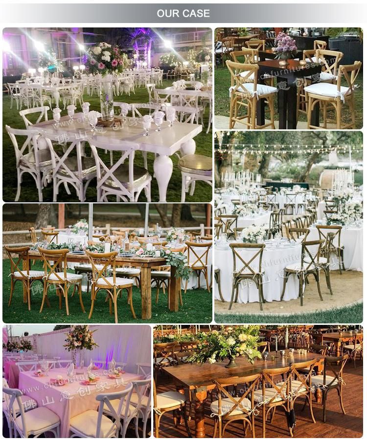 Yc-A68 Hot Selling 2019 Stacking Metal Chrome Cross Back White Wedding Chair