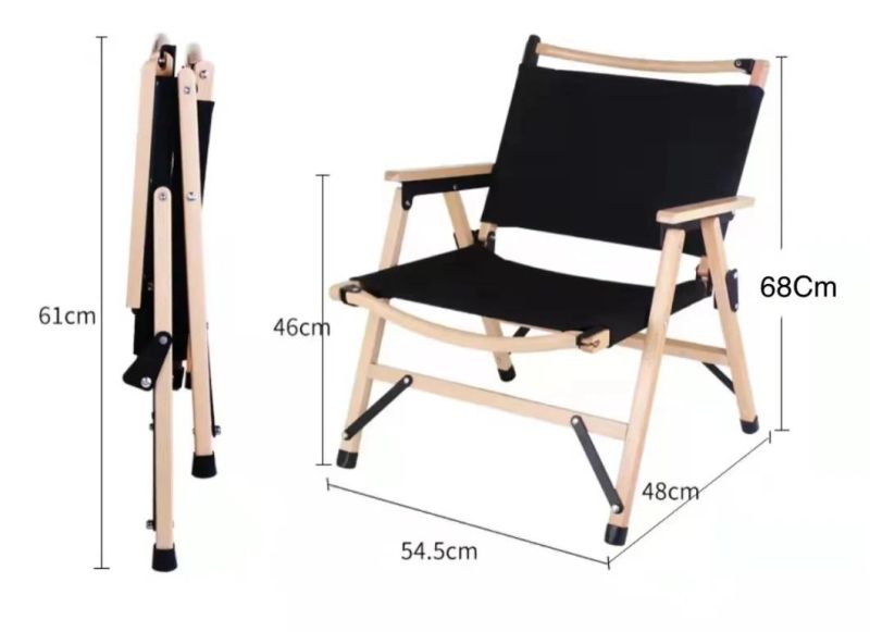 Outdoor Patio Solid Wood with Durable Canvas Fabric Folding Chair