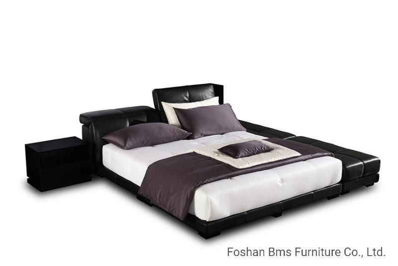 Modern Contemporary Leather Twin Bed Frames with Side Bench