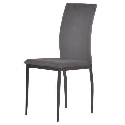 Modern Style Restaurant Furniture Metal Frame Legs Navy Blue Fabric Dining Chair