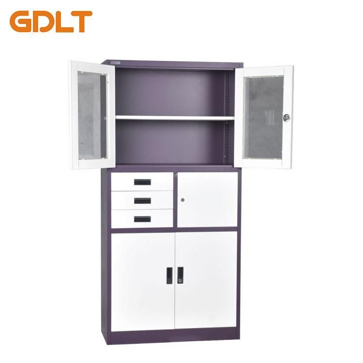 Three Drawers Glass Steel Doors Put Books Put Safe Steel Cabinet