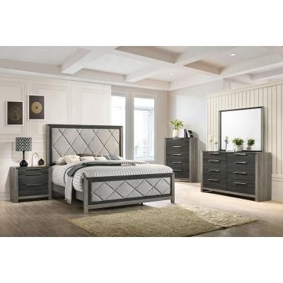 Nova American Style Gray Wood and Upholstered King / Queen Bed