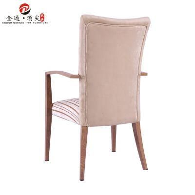 Cheap Chinese Restaurant Furniture Metal Frame Dining Chairs with Arm