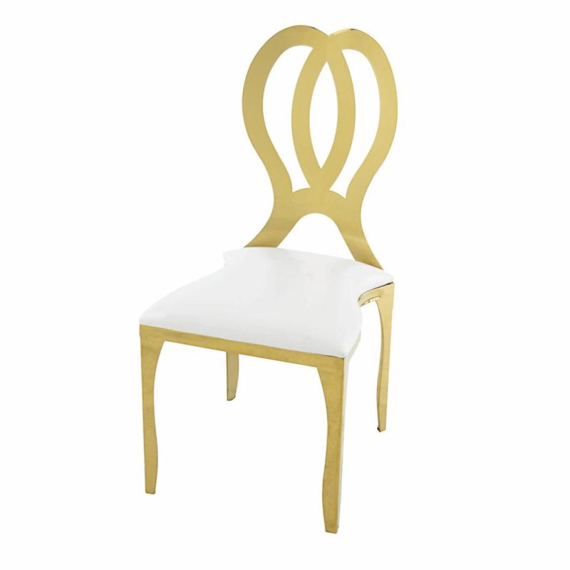 Luxury Italian PU Leather Ss Dining Chair with Golden Chrome Scandinavian Stainless Steel Sitting Dining Room Chair