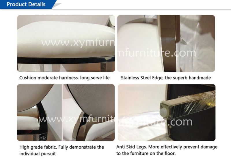 Luxury Wedding Wholesale White Leather Stainless Steel Throne Chairs with Crystal Button