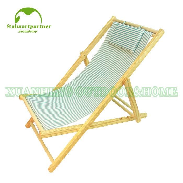 Vintage Folding Wood & Canvas Beach Chair