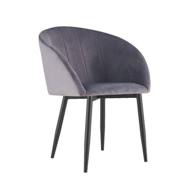 Home Furniture Coffee Hotel Luxury Upholstered Soft Back Velvet Fabric Dining Chair with Metal Legs