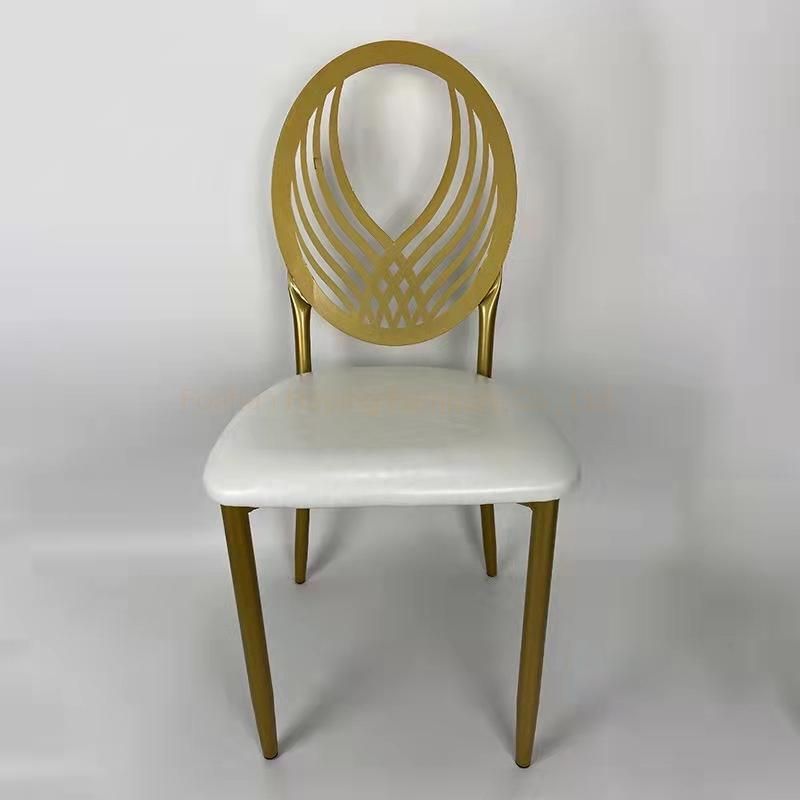 Chrome Electroplate Napoleon Event Wedding Hotel Golden Outdoor Banquet Stool White PP Plastic Chair Dining Furniture Restaurant Dining Chair for Dining Room