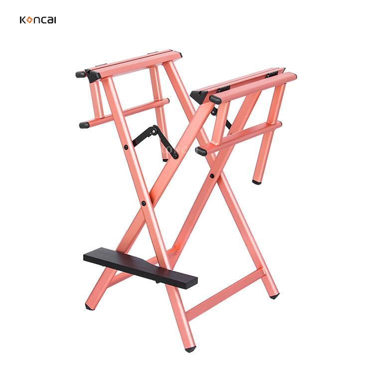 Koncai Best Selling Aluminum Folding Chair Makeup Case Chair Beauty Salon Chair with Headrest