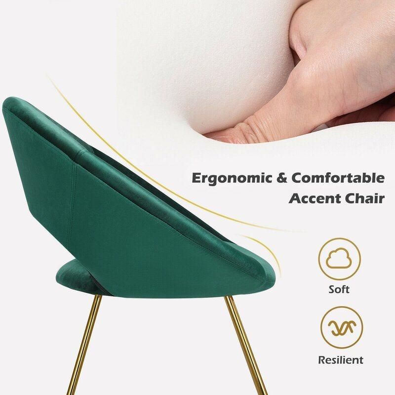 Stylish Curved Backrest Cozy Armrest Velvet Upholstered Dining Chair