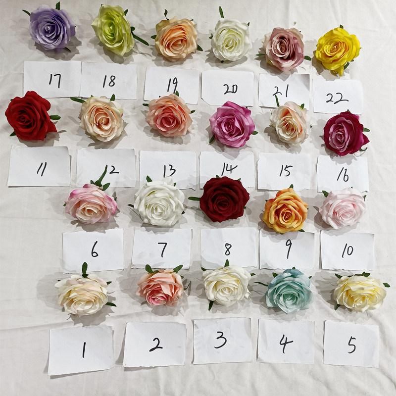 Artificial Wedding Occasion Silk Fabric Rose DIY Single Flowers Heads Flower Wall Backdrop Arrangement