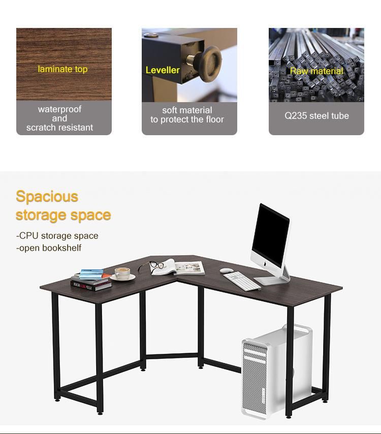 Modern Computer Desk L Shaped Study Office Furniture Wood Officetable Tube Computer Table