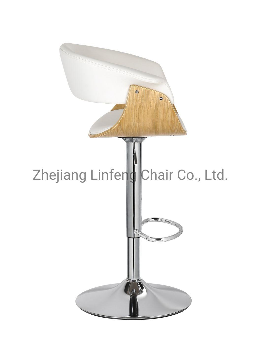 Modern Bar High Chair Super Low Back Shaped Wooden Seat Bar Stool