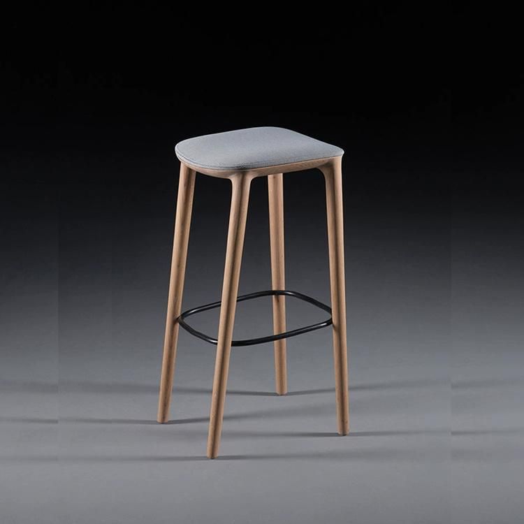 Modern Solid Wood Cafe Bistro Bar Stool with Fabric or Leather Seat