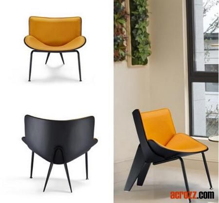 Nordic-Style Italian Furniture Orange Leather Armchair Armrest Easy Chair Living Sofa Do Maru Chair