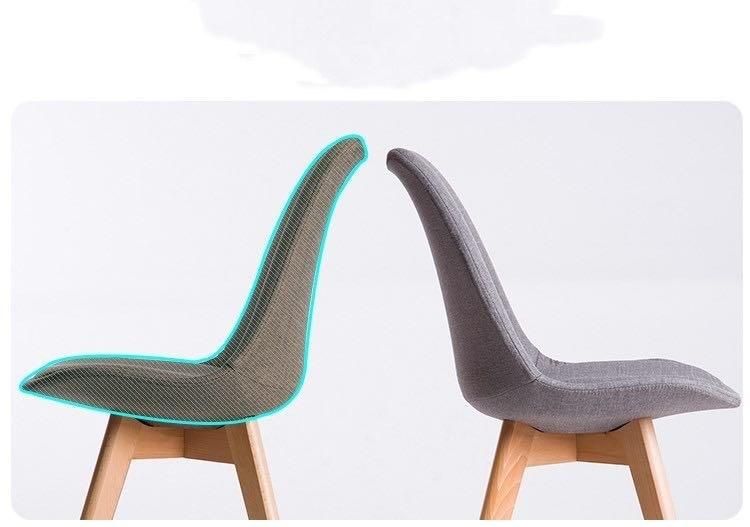 Fabric Tulip Soft Cushion Wood Leg Dining Chair