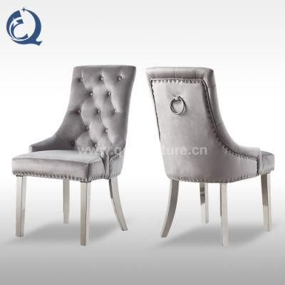 Luxury Hotel Restaurant Dining Chairs Wholesale Modern Design Stainless Steel Legs Velvet Dining Chairs