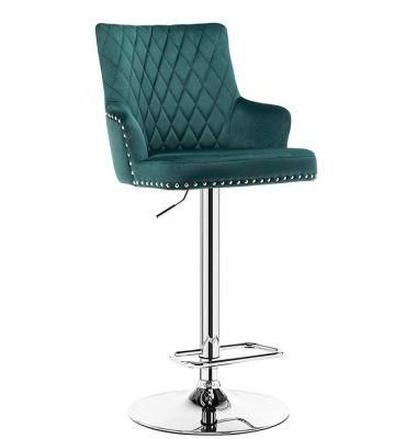 Wholesale Furniture Adjustable Luxury Fabric Swivel High Nordic Kitchen Design Simple Modern Bar Chair with Metal Leg