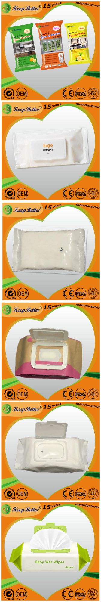 High Grade Private Logo OEM Disposable Antibacterial Cleaning Wet Wipes