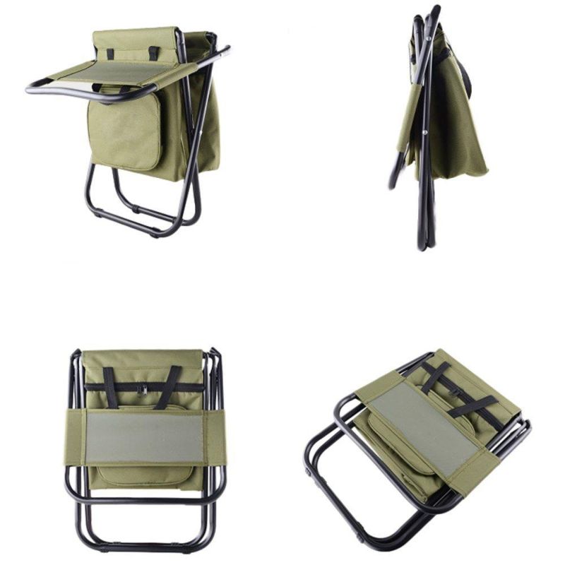 Outdoor Folding Chairs Fishing Chair/Portable Camping Stool/Foldable Chair with Double Layer Oxford Fabric Cooler Bag for Fishing/Beach/Camping